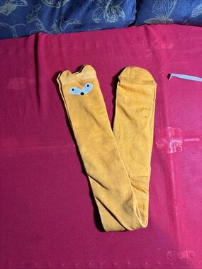 Brown/yellow Fox Face over the knee socks